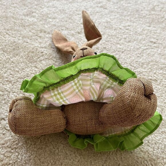 Bunny Boulevard Easter Bunny Rabbit Plush Floppy Ear Pink Gingham Dress Brown - Picture 9 of 9